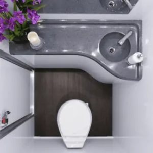 Majestic Luxury Restroom Trailer Interior Overhead