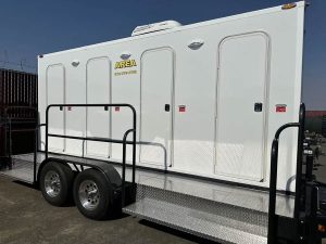 Four-stall Majestic Restroom Trailer in Rancho Cordova, CA, for executive use