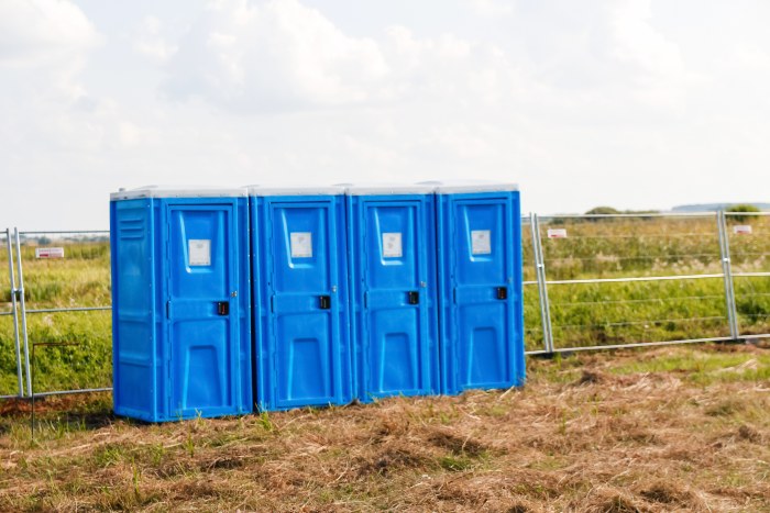 Clean and organized portable toilets supporting disaster relief initiatives in Rancho Cordova, CA